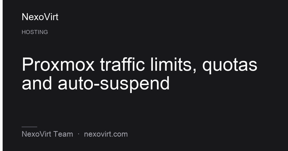 Proxmox traffic limits, quotas and auto-suspend
